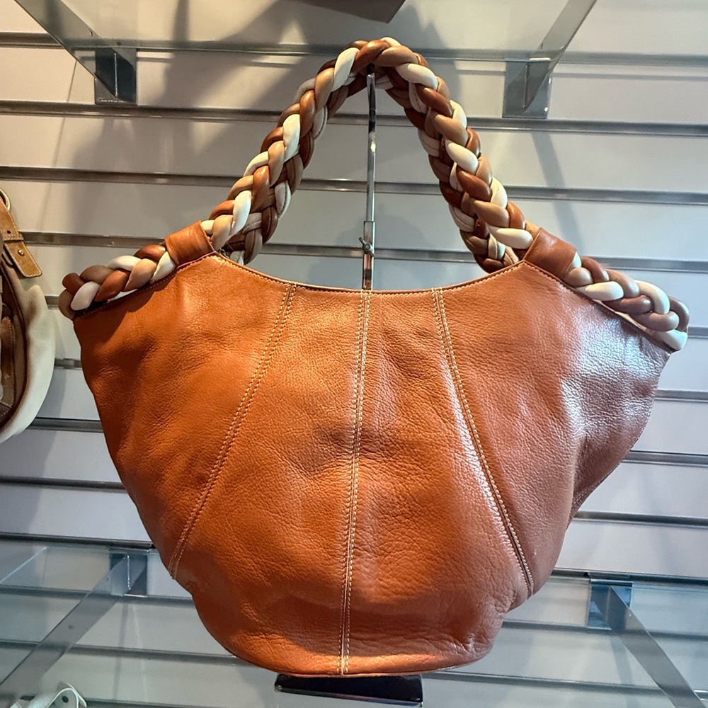 New Aqua Madonna Elegant Tan Leather Tote Bag Designer Direct